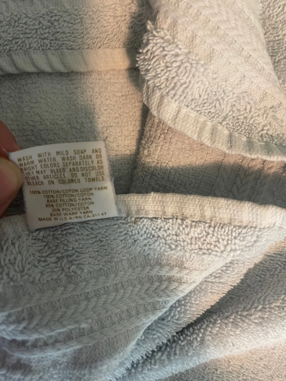 Vintage Bath Towels Set of 2 Light Blue Buttery on Branch 40” x 21”